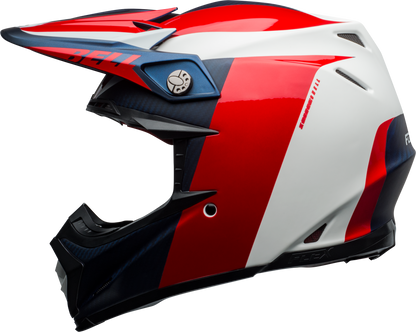 BELL MOTO-9 FLEX DIVISION MATTE/GLOSS WHITE/BLUE/RED HELMET