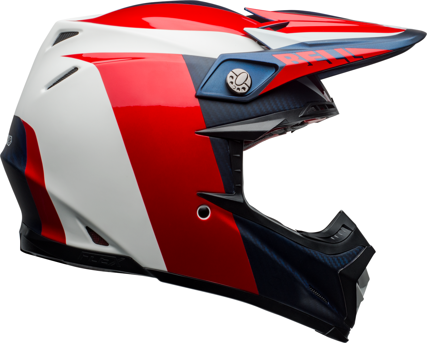 BELL MOTO-9 FLEX DIVISION MATTE/GLOSS WHITE/BLUE/RED HELMET