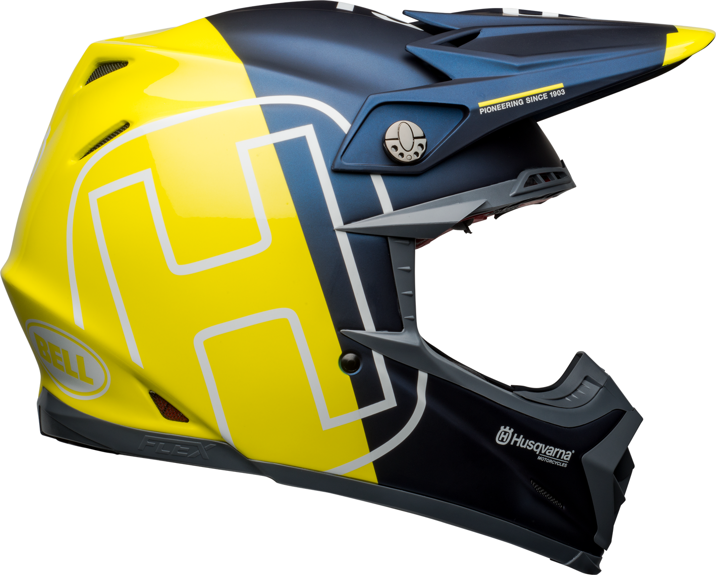 BELL MOTO-9 FLEX HUSKY GOTLAND MATTE/GLOSS BLUE/HI-VIZ HELMET