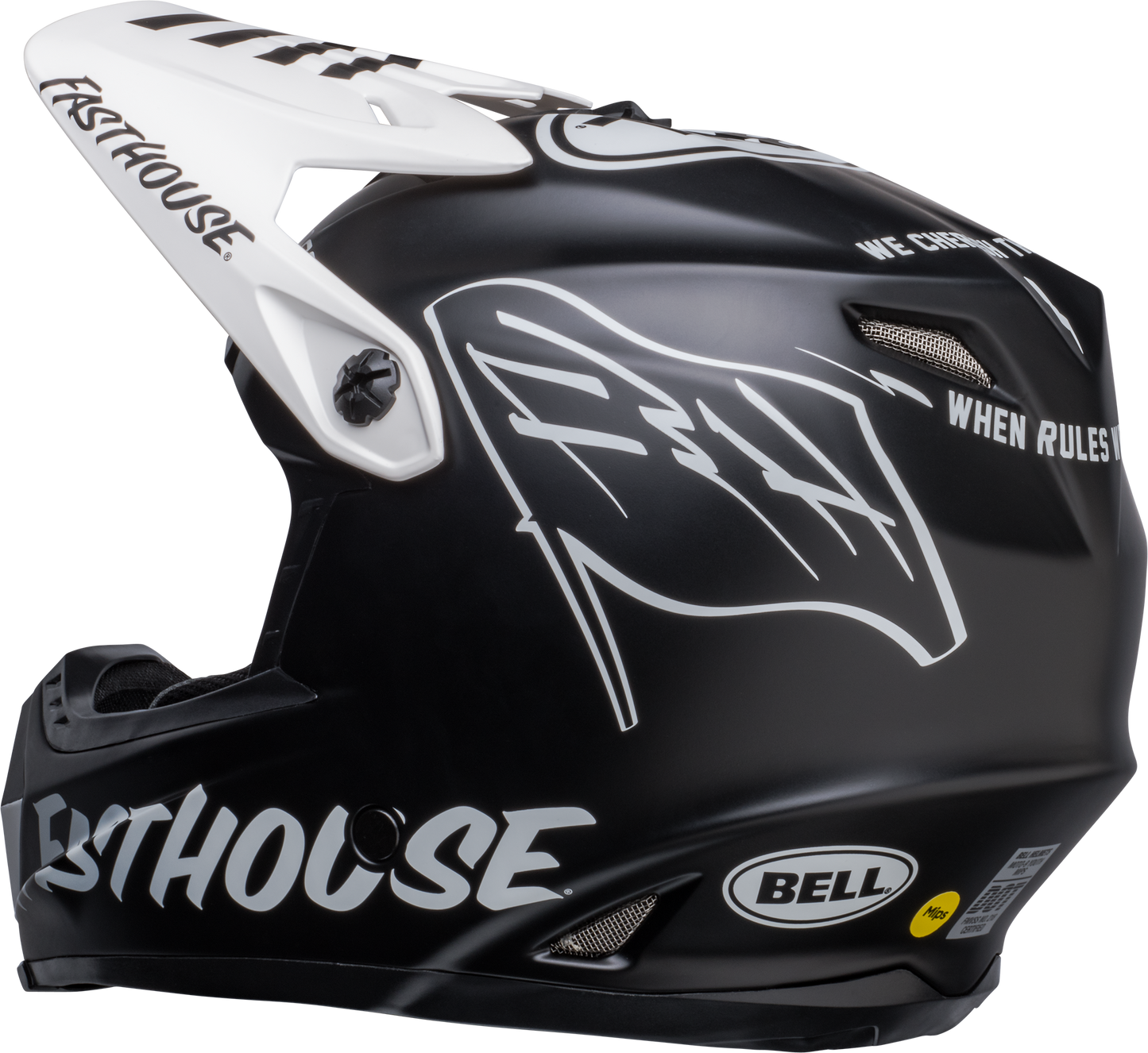 BELL 2024 MOTO-9 MIPS YOUTH FASTHOUSE FLYING COLOURS MATTE BLACK/WHITE HELMET