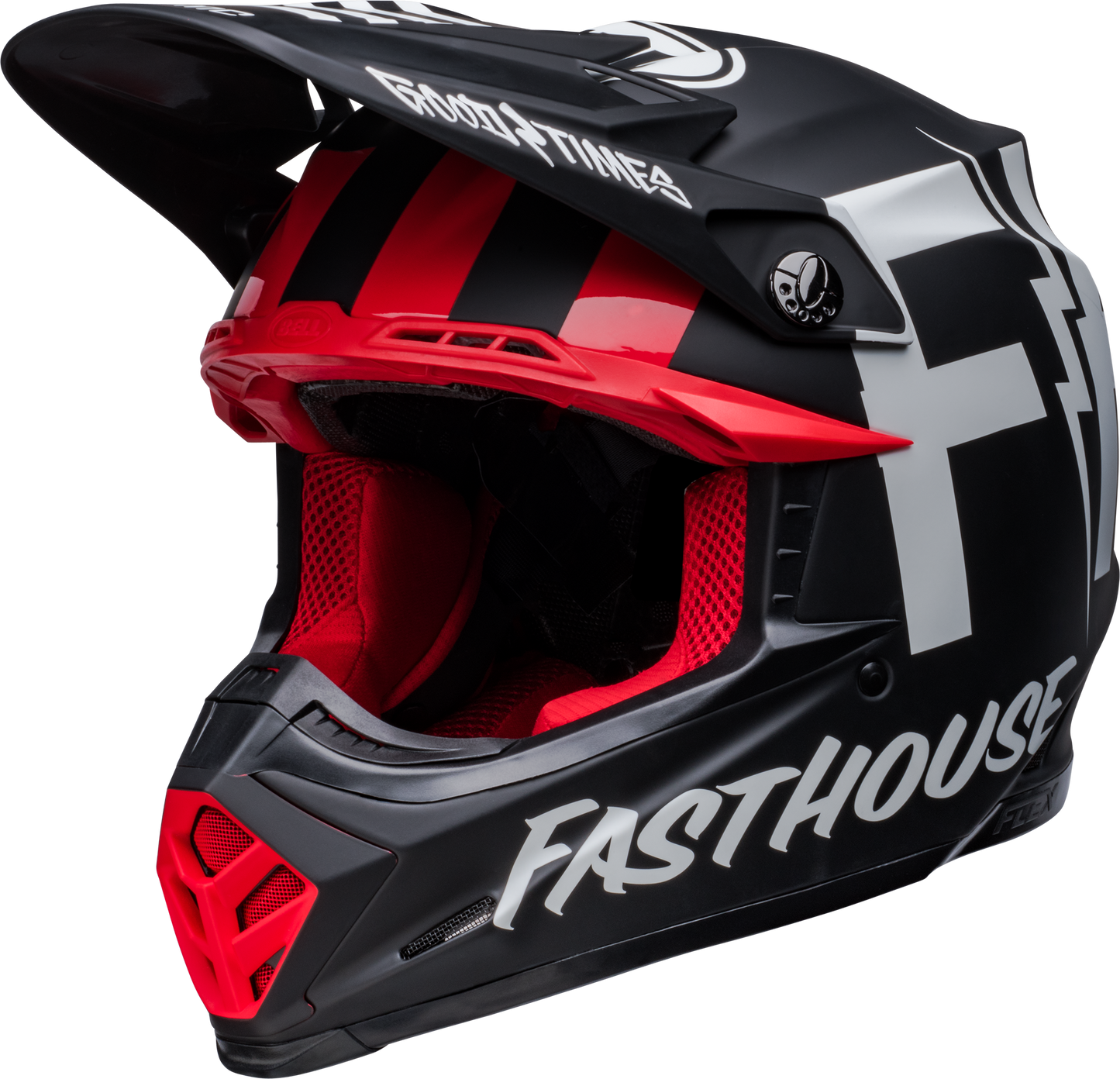 BELL MOTO-9S FLEX FASTHOUSE TRIBE MATTE/GLOSS BLACK/WHITE HELMET