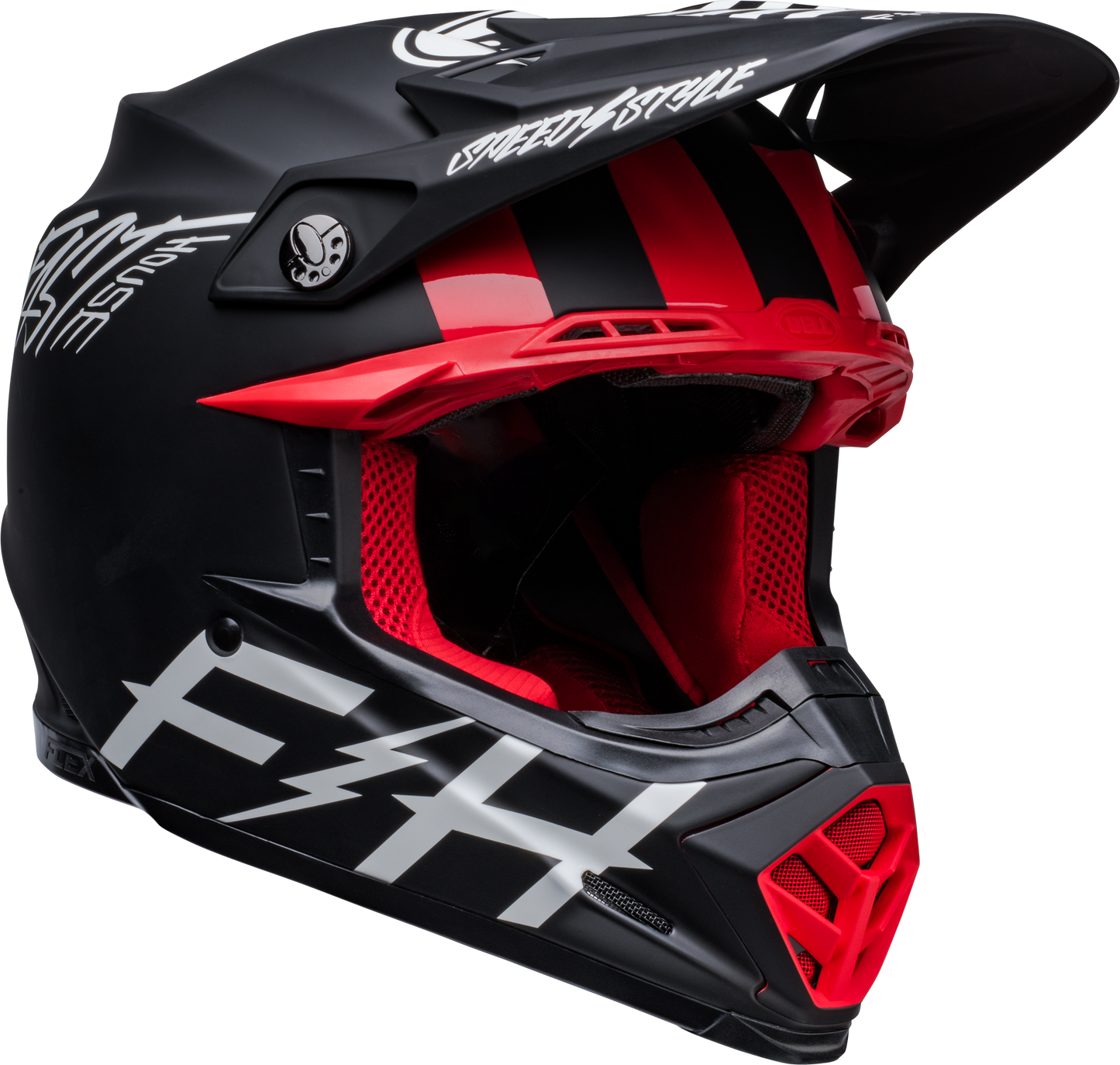 BELL MOTO-9S FLEX FASTHOUSE TRIBE MATTE/GLOSS BLACK/WHITE HELMET