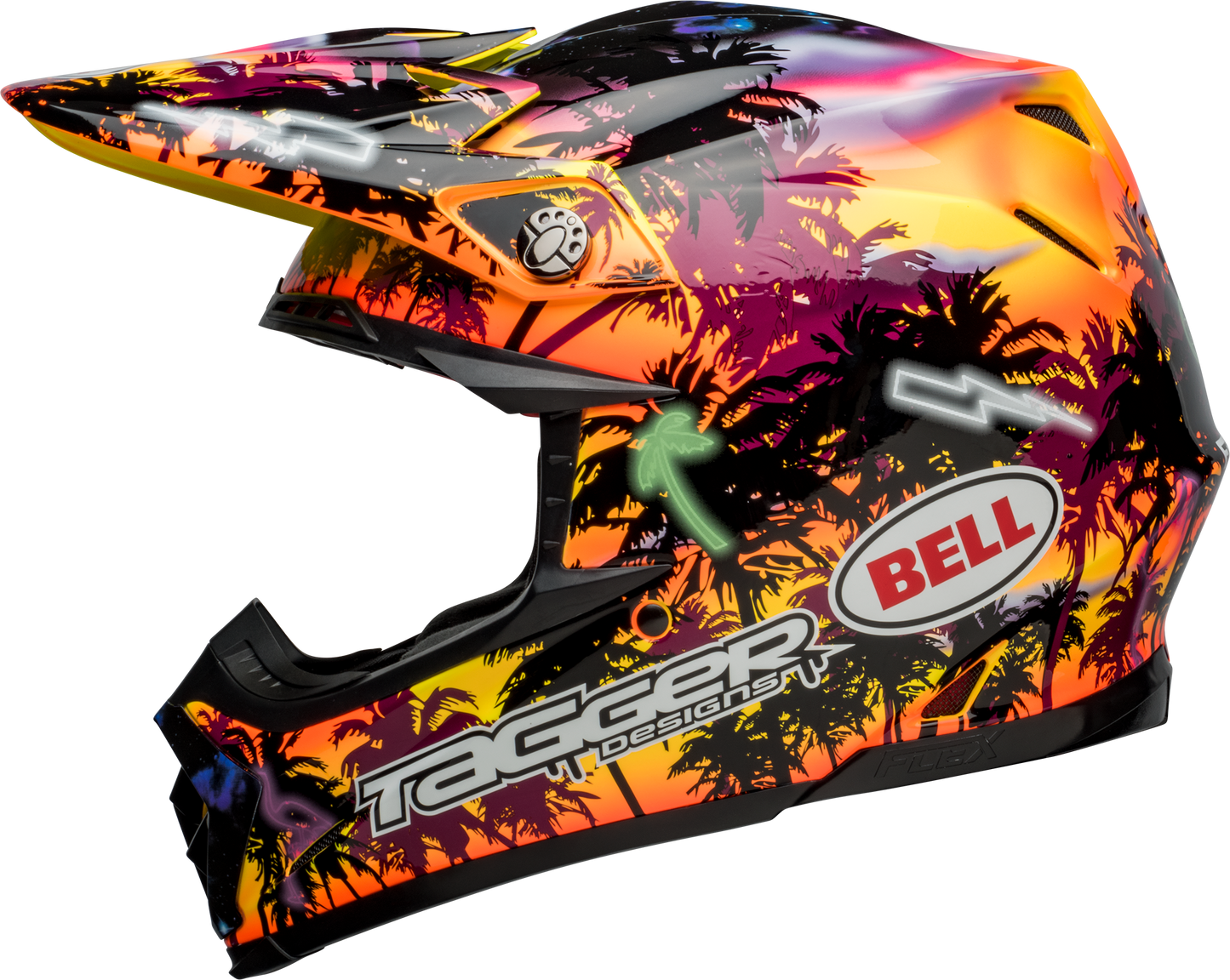 BELL 2024 MOTO-9S FLEX TAGGER TROPICAL FEVER YELLOW/ORANGE HELMET