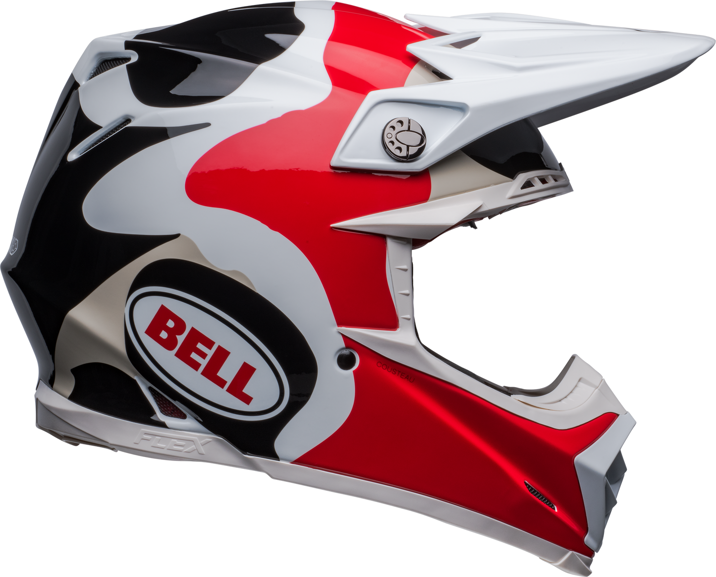 BELL 2024 MOTO-9S FLEX HELLO COUSTEAU REEF MATTE/GLOSS WHITE/RED HELMET